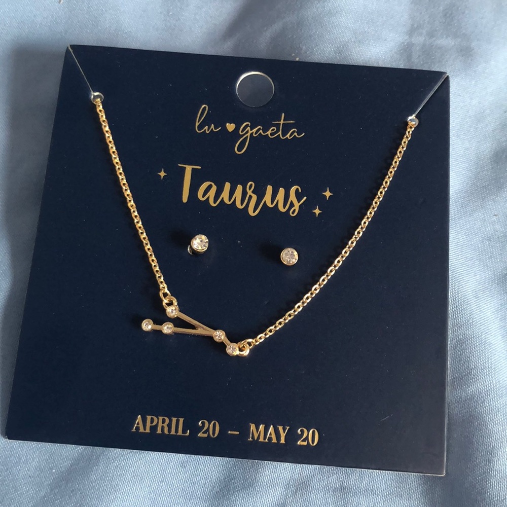 Taurus Zodiac Sign Necklace and Earings